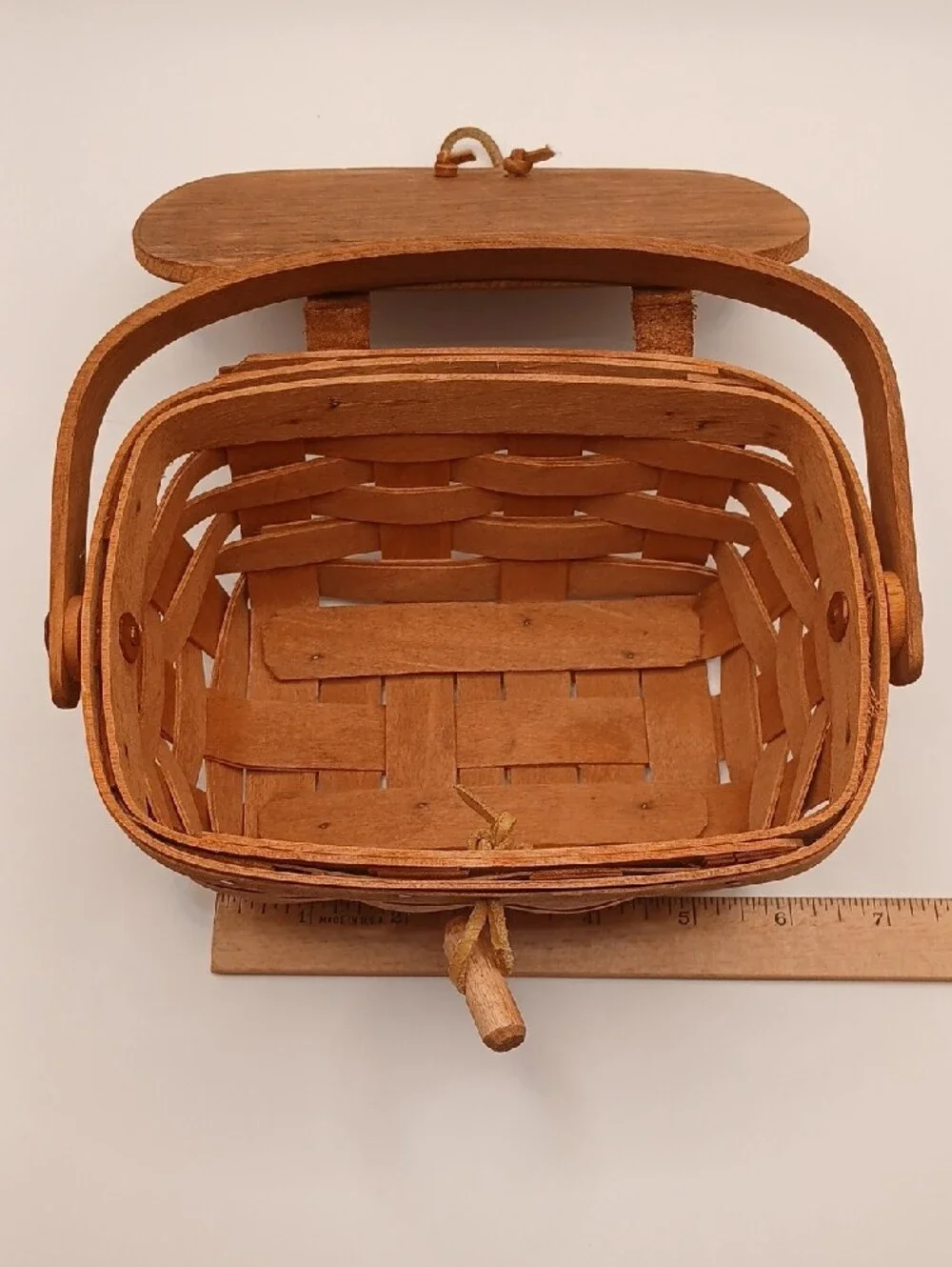 Vintage 1987 Painted Lid Small Longaberger Basket